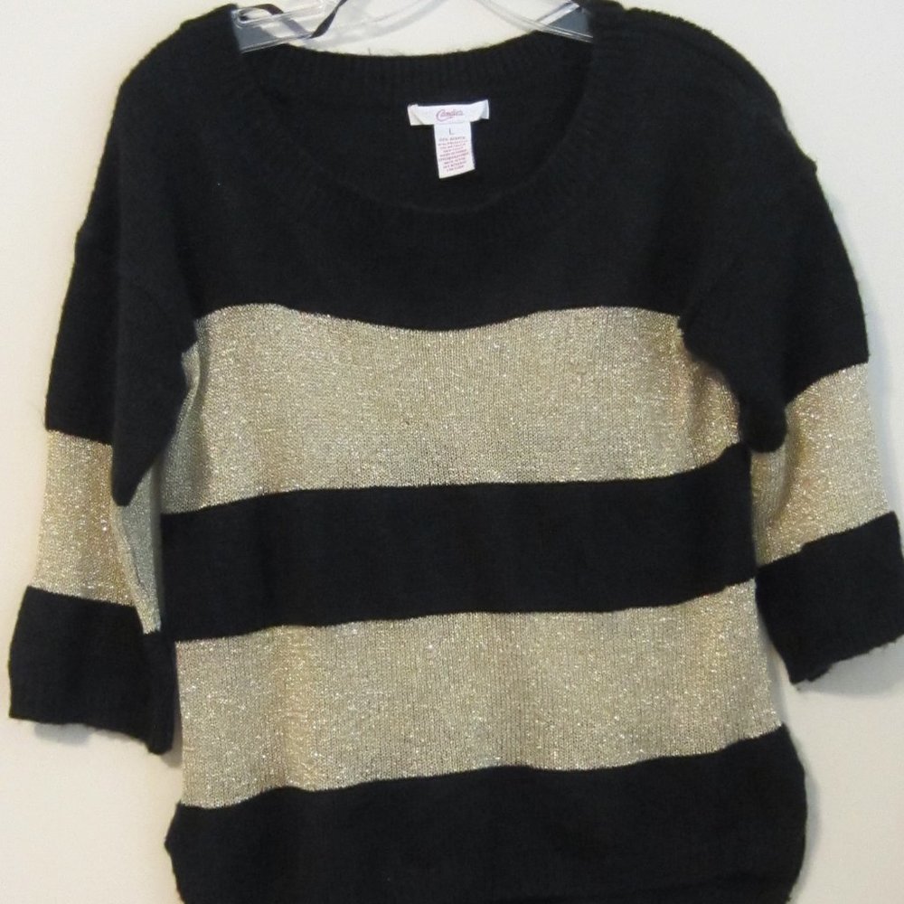 Candies Black and metallic gold stipe Sweater size L